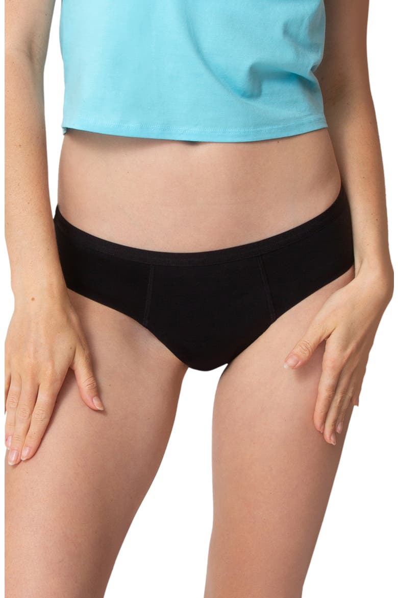 Teen Period & Leak Proof Super Heavy Absorbency Hipster Panties, Main, color, BLACK