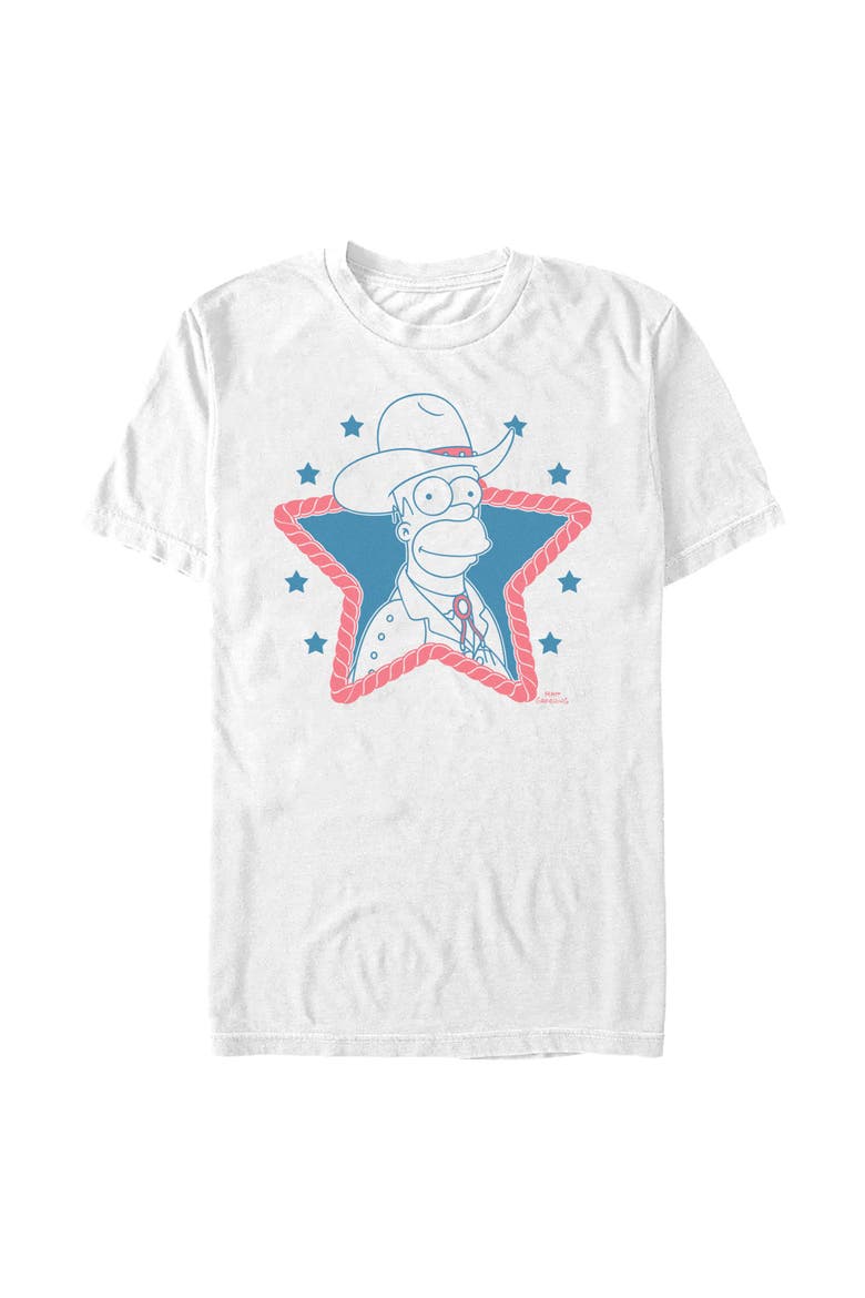 Men's The Simpsons Western Cowboy Homer  Graphic T-Shirt, Main, color, White