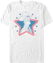 The Simpsons Men's Western Cowboy Homer Short Sleeve Graphic T-Shirt