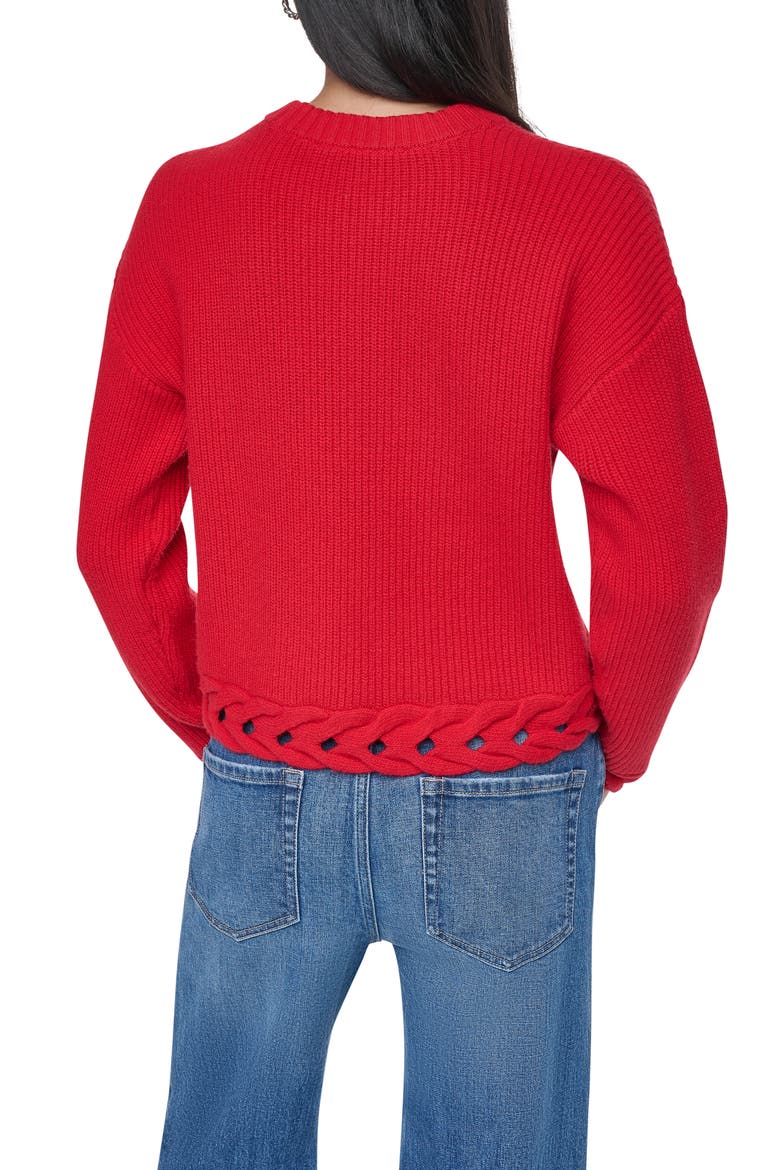 Cable Hem Crewneck Sweater, Alternate, color, VIBRANT RE