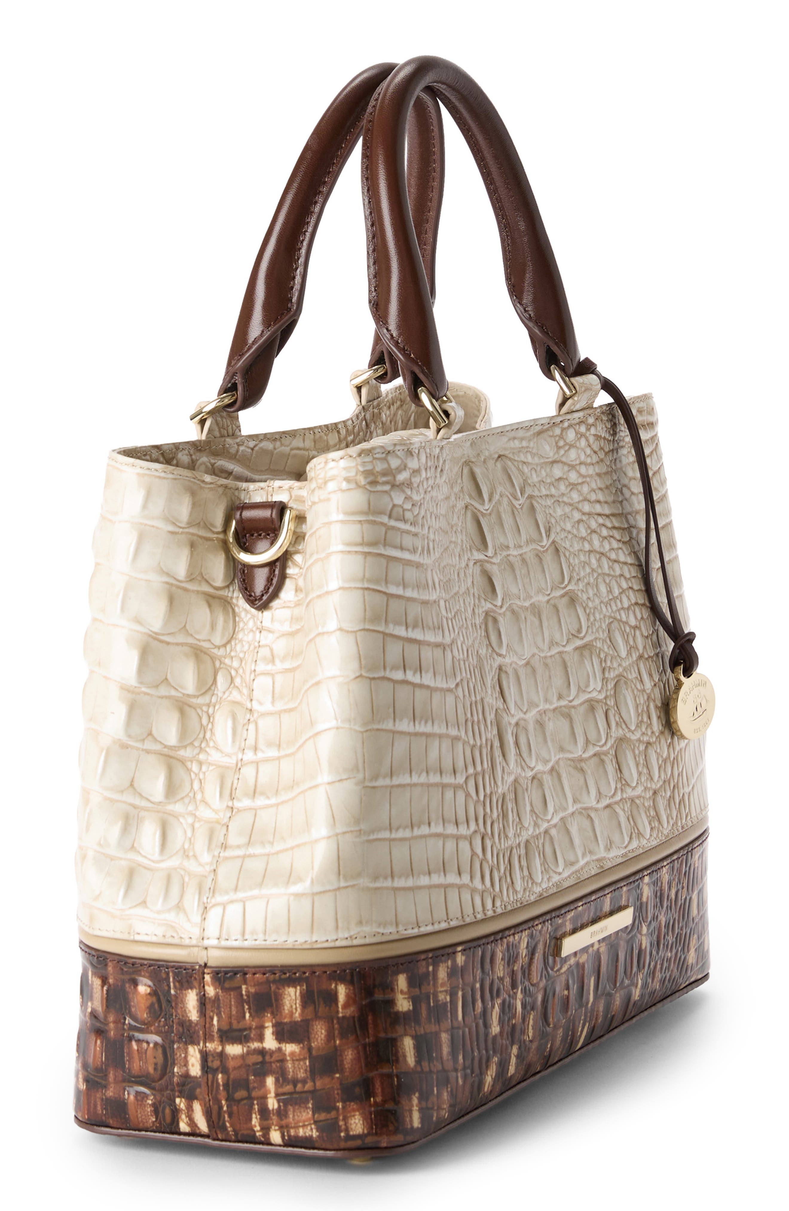 Brahmin Small Denise Croc Embossed Leather Satchel, Alternate, color, Ivory Multi