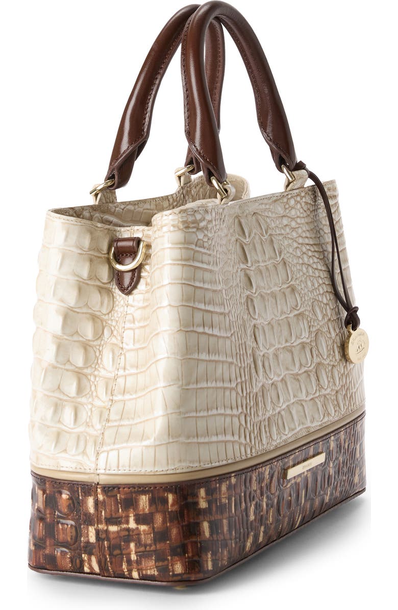 Brahmin Small Denise Croc Embossed Leather Satchel, Alternate, color, Ivory Multi