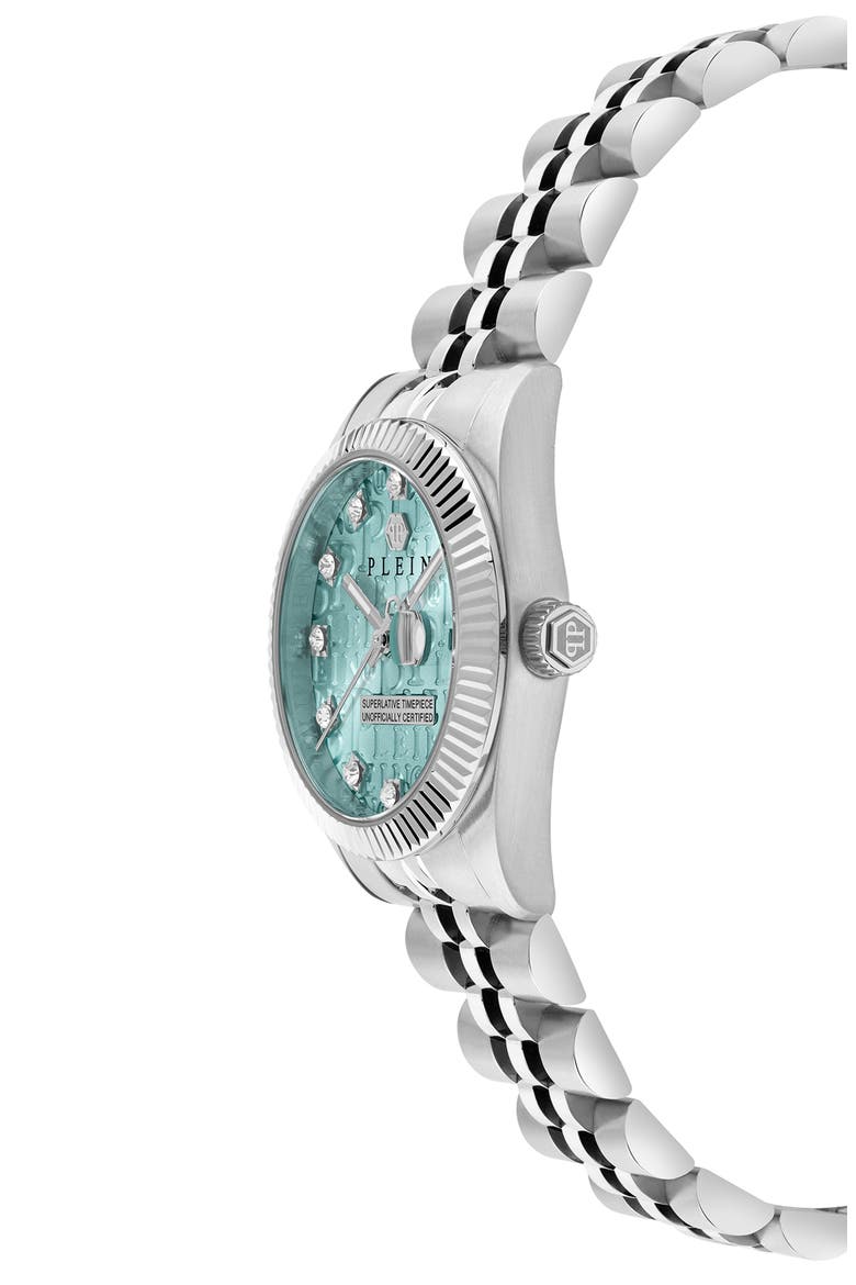 Date Superlative Crystal Bracelet Watch, 38mm, Alternate, color, STAINLESS STEEL