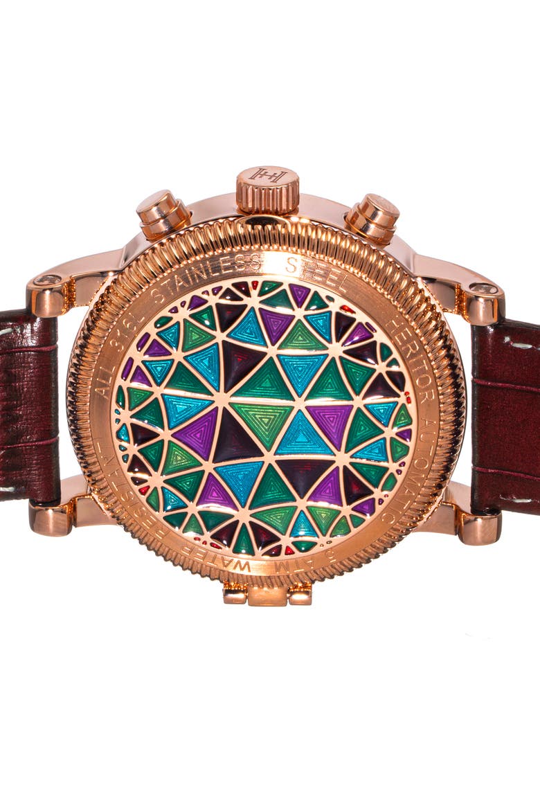 Legacy Leather-Band Watch w/Day/Date, Alternate, color, Rose Gold/Brown