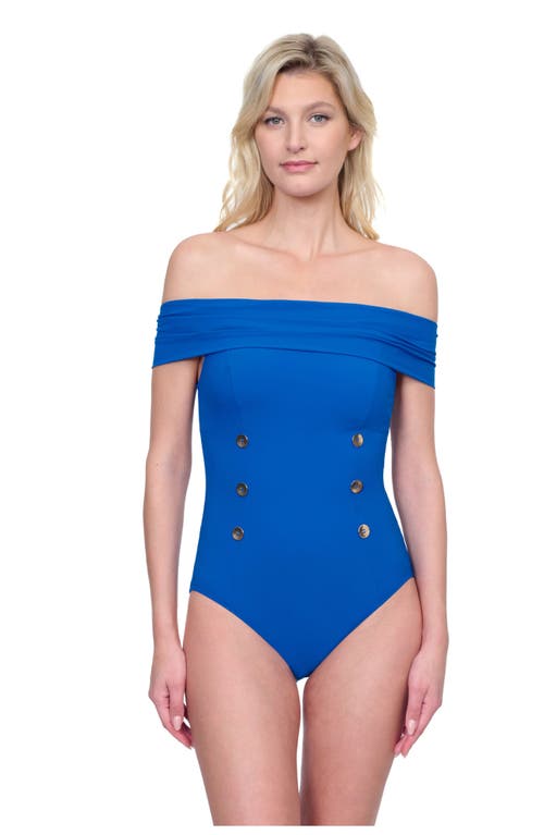 Gottex Monte Carlo Off Shoulder One Piece In Cobalt