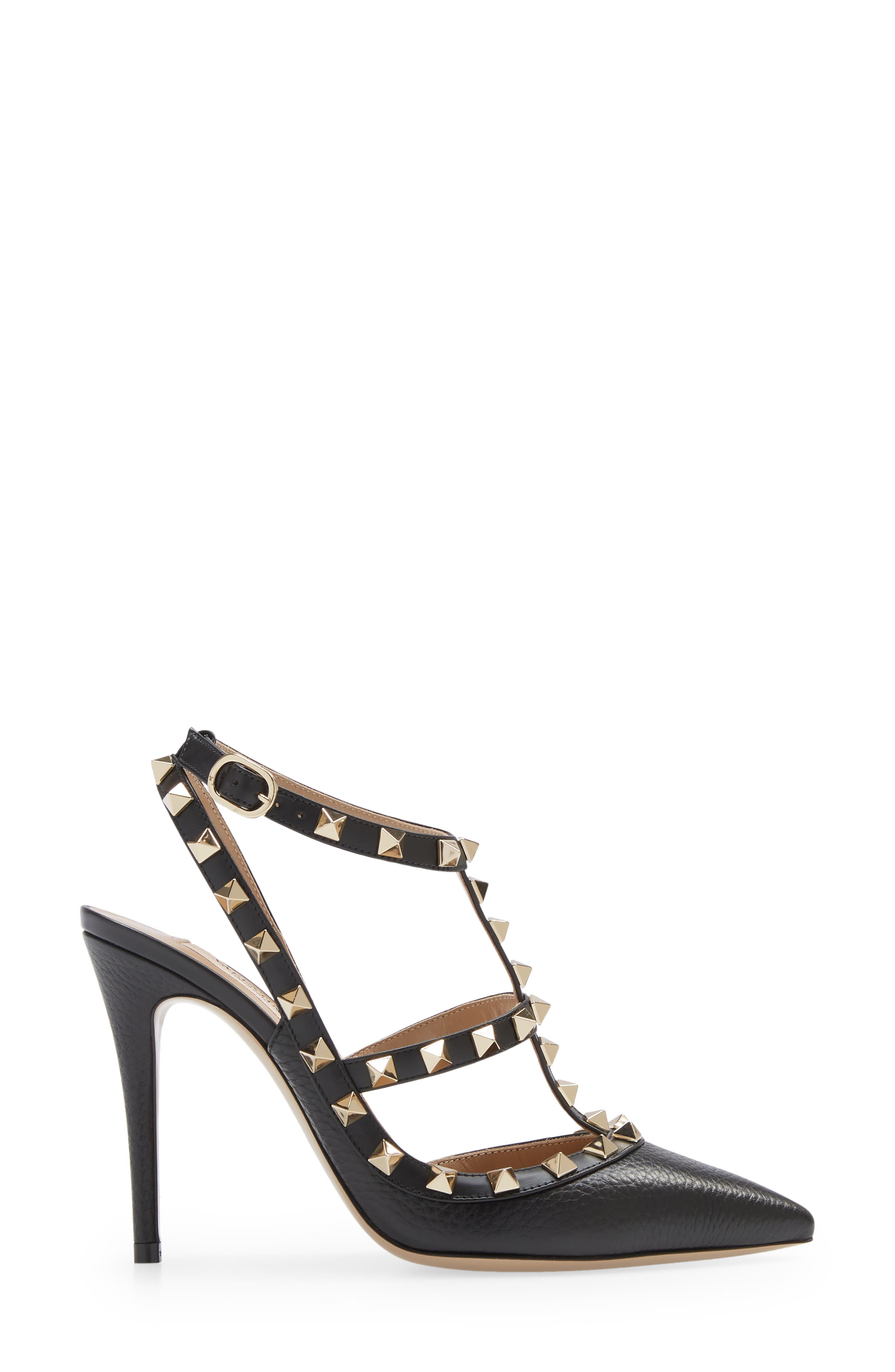 Valentino Garavani Rockstud Ankle Strap Pump, Alternate, color, 0No Nero