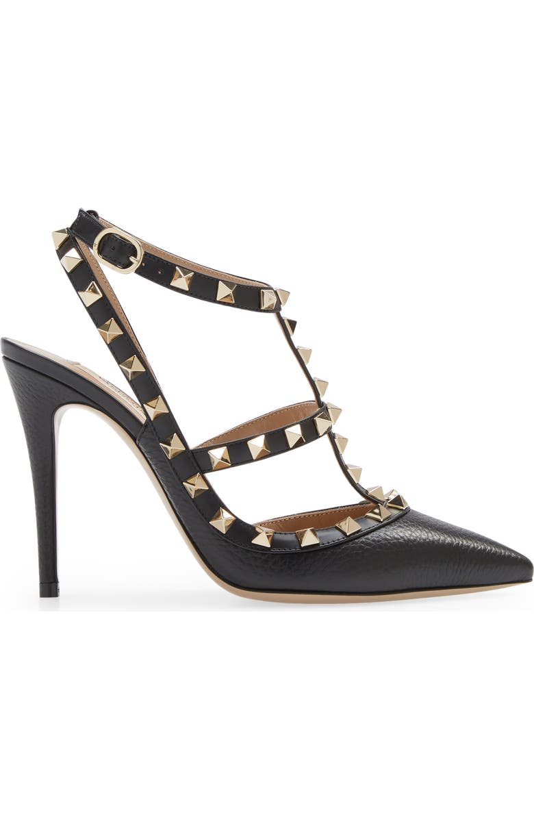 Valentino Garavani Rockstud Ankle Strap Pump, Alternate, color, 0No Nero
