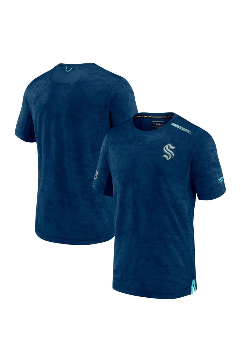 Men's Fanatics Branded Deep Sea Blue Seattle Kraken Authentic Pro Rink Premium Camo T-Shirt, Main, color, Navy