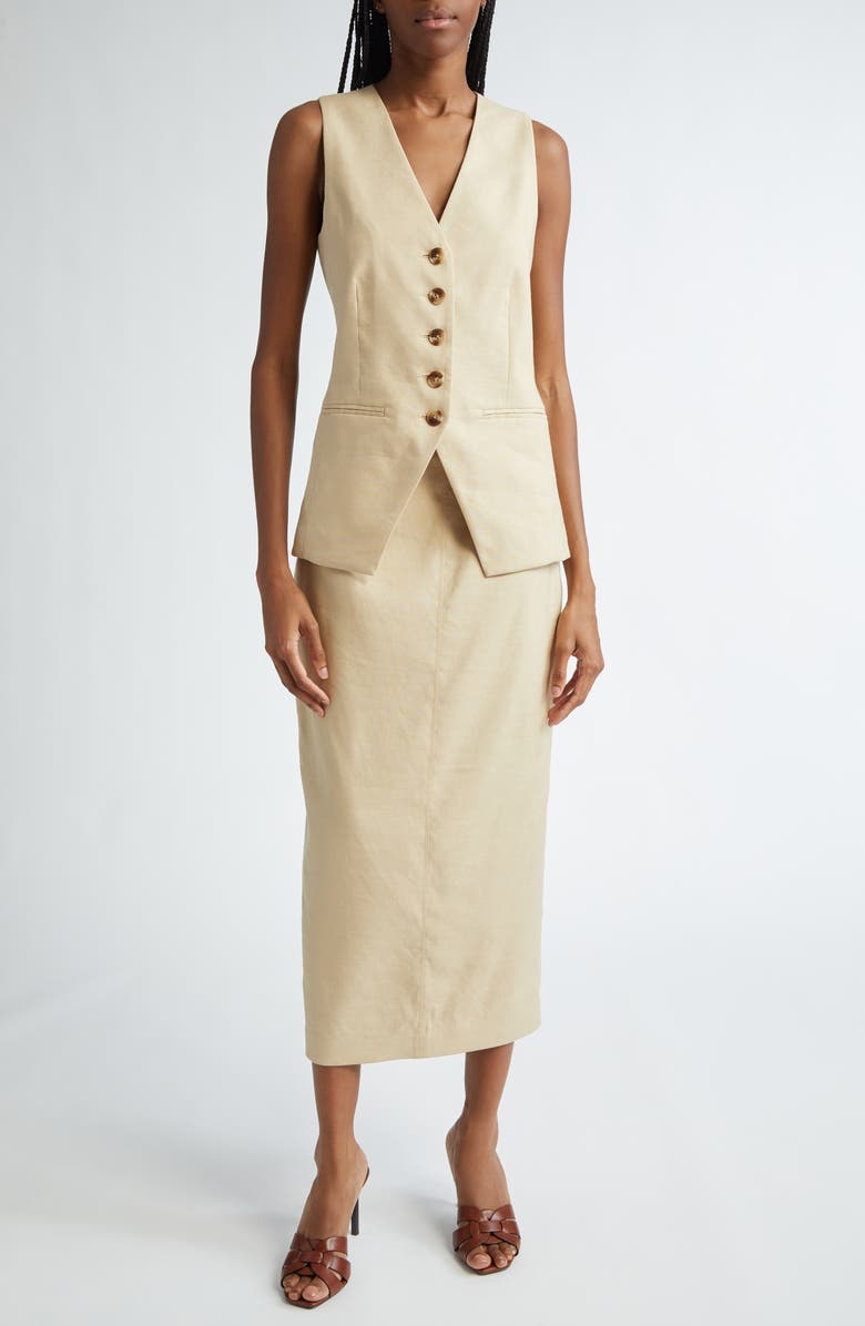 Veronica Beard Life Linen Blend Vest, Alternate, color,