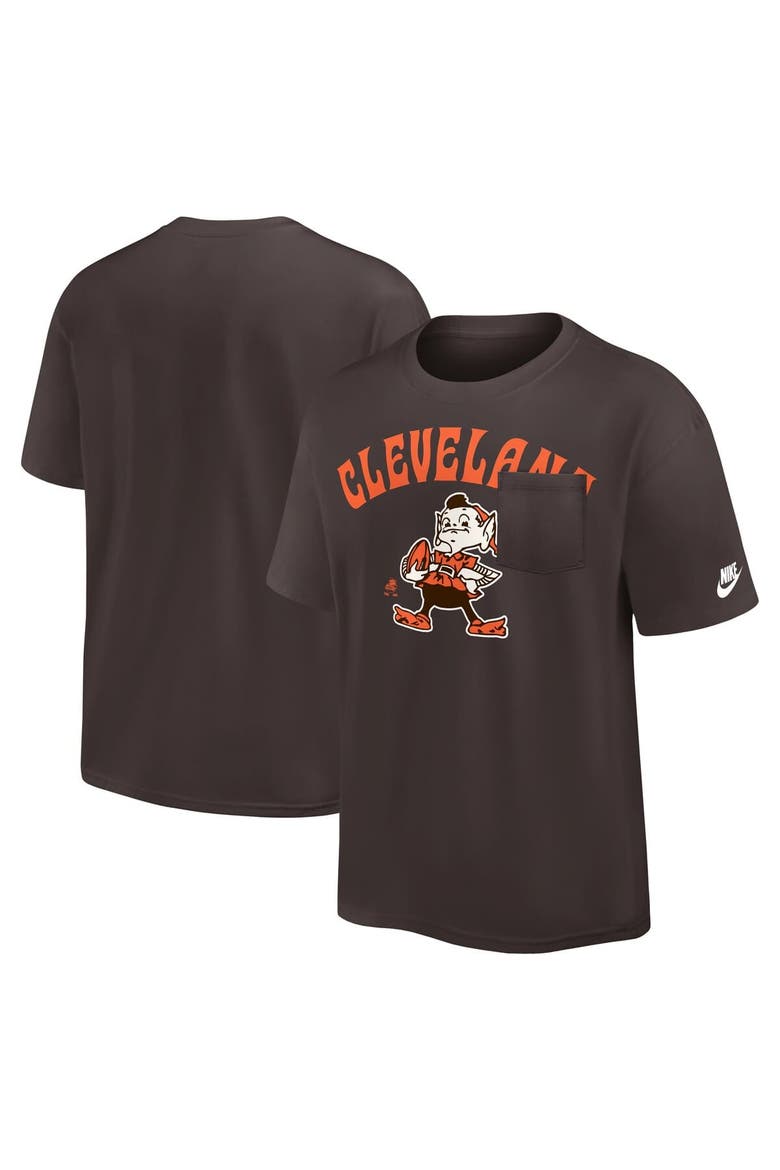 Men's Nike Brown Cleveland Browns Rewind Heavy Max90 Pocket T-Shirt, Main, color, Brown