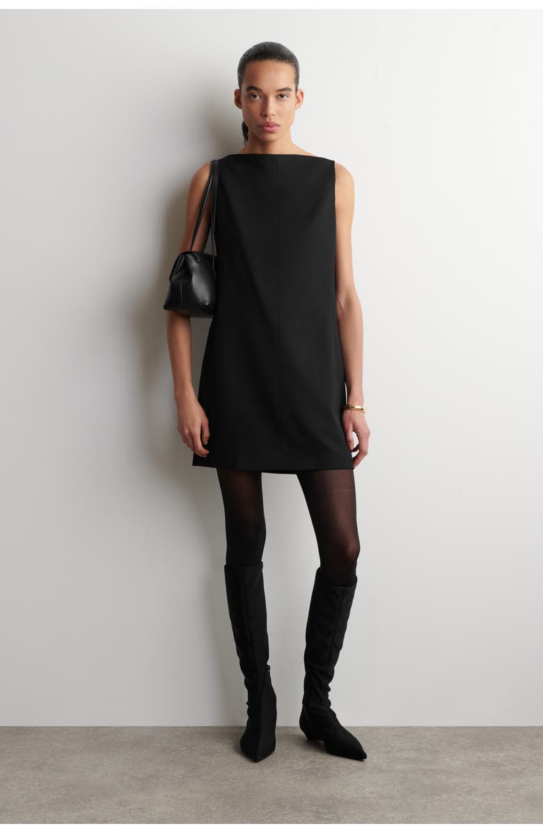 COS Tailored Merino Wool-Blend Mini Dress, Main, color, Black