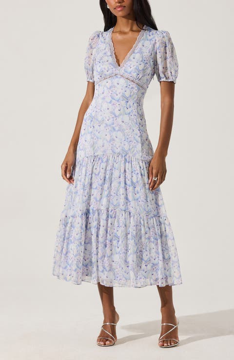 Lace Trim Tiered Dress