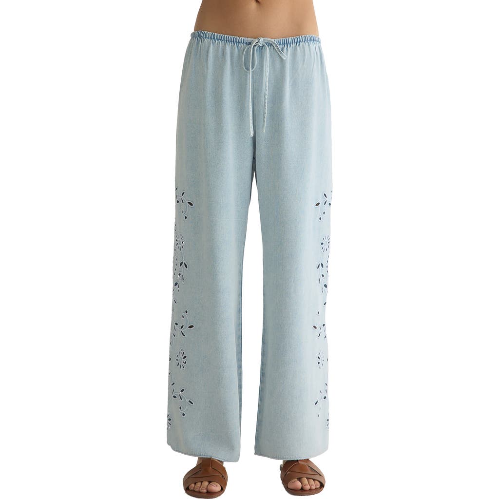 Bella Dahl Linen Side Embroidered Beach Pants
