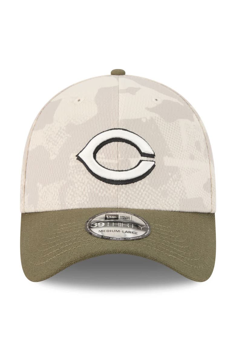 New Era Men's New Era Light Beige/Olive Cincinnati Reds 2025 Armed Forces Day 39THIRTY Flex Hat, Alternate, color, Light Beige