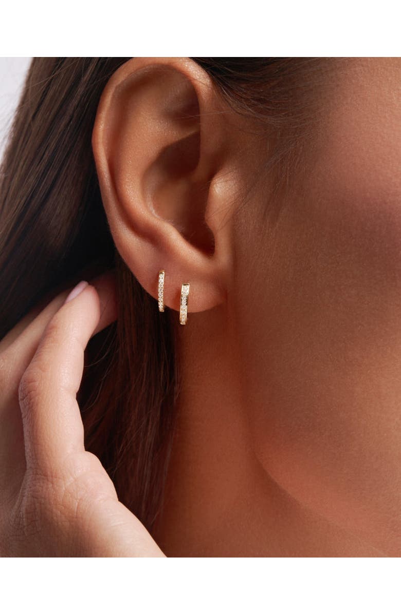 ZARUX Diamond Pavé Huggie Hoops, Alternate, color, Yellow Gold