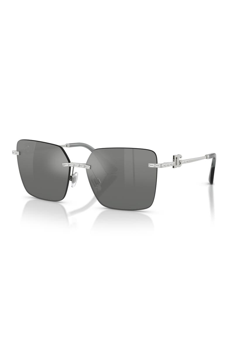 59mm Rimless Square Sunglasses, Alternate, color, SILVER / GREY MIRROR SILVER