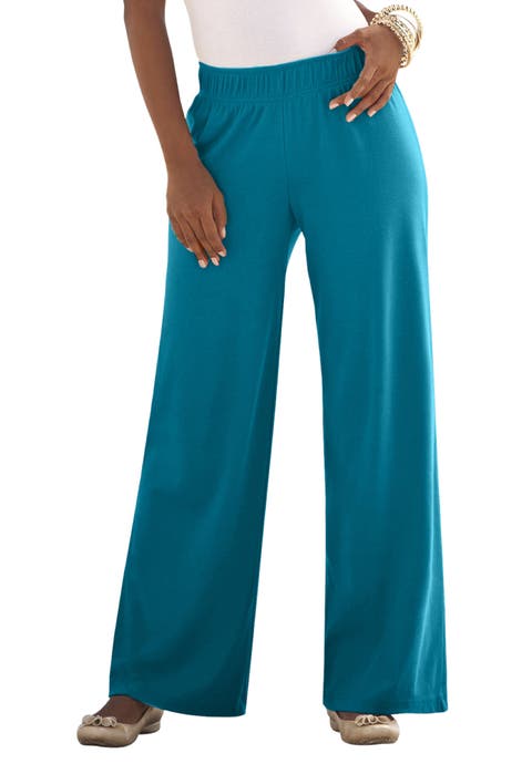 Plus Size Pull On Wide Leg Soft Knit Pant