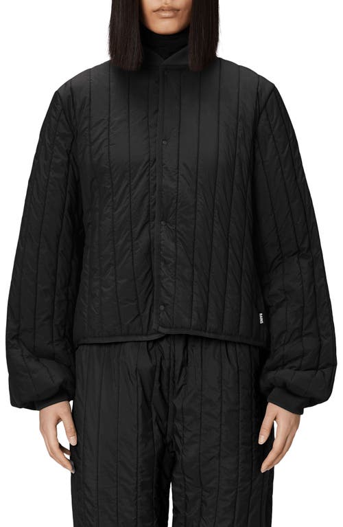 Rains Banja Water Resistant Channel Quilted Bomber Jacket In Black