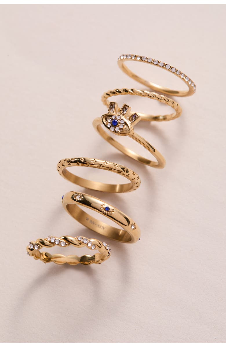 Alex and Ani Rope Stacking Texture Ring Set of 3, Alternate, color, Gold