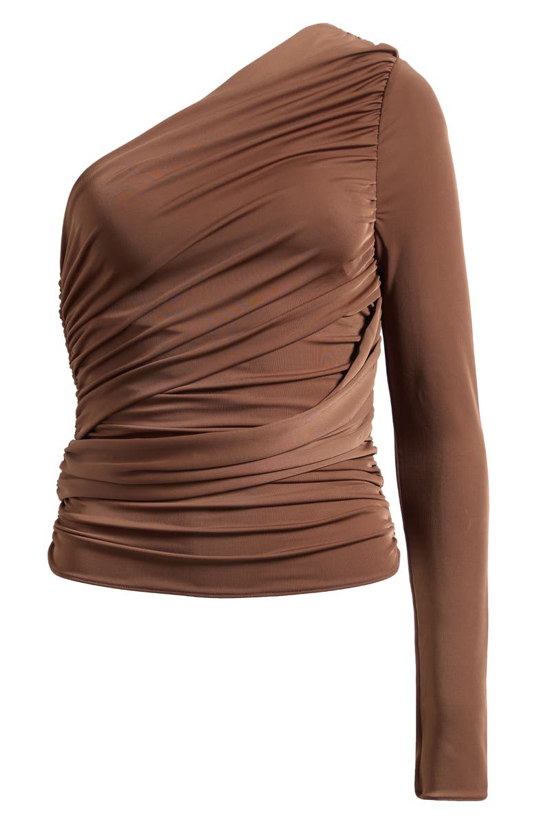 Mistress Rocks Ruched One-Shoulder Top, Alternate, color, Earth
