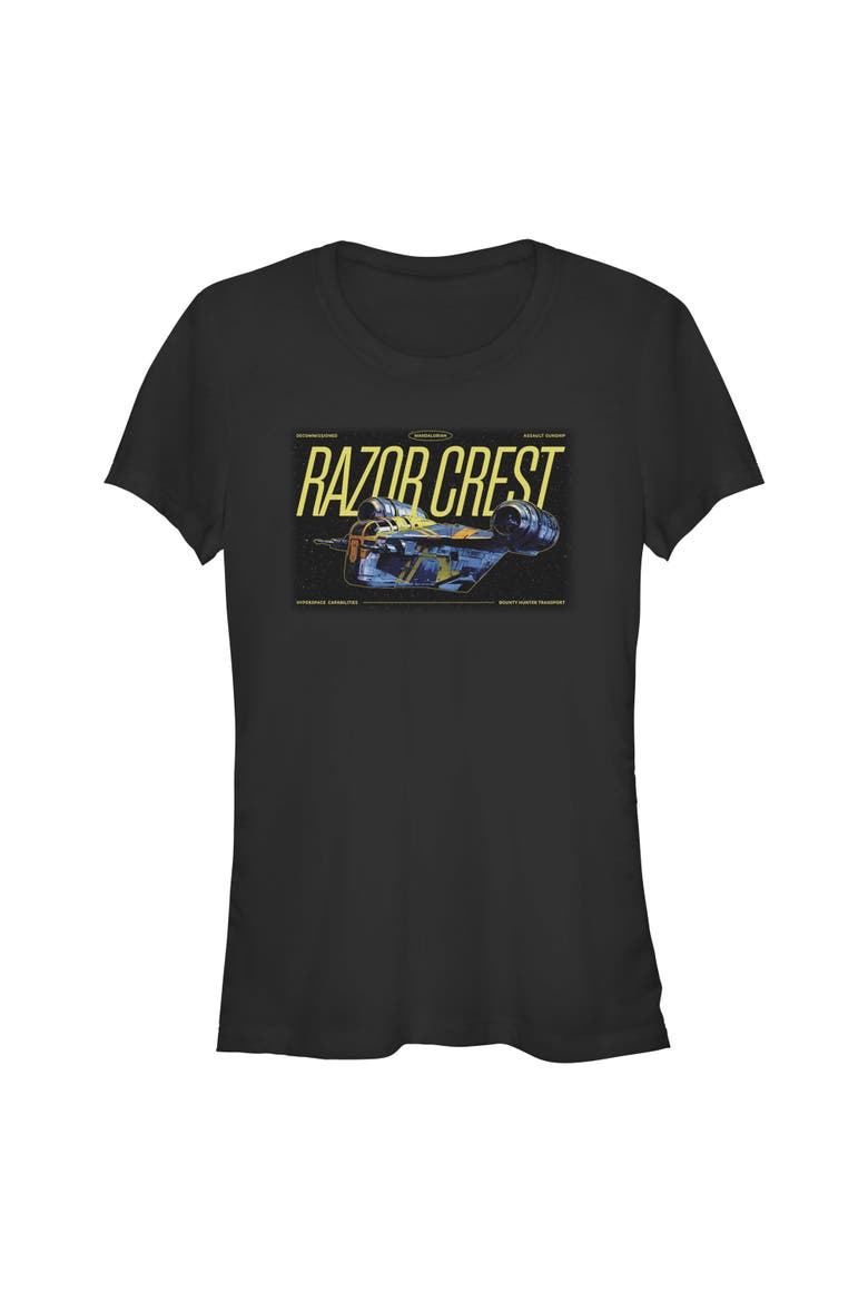 Junior's Star Wars The Mandalorian and Grogu Bounty Hunter Razor Crest  Graphic T-Shirt, Main, color, Black