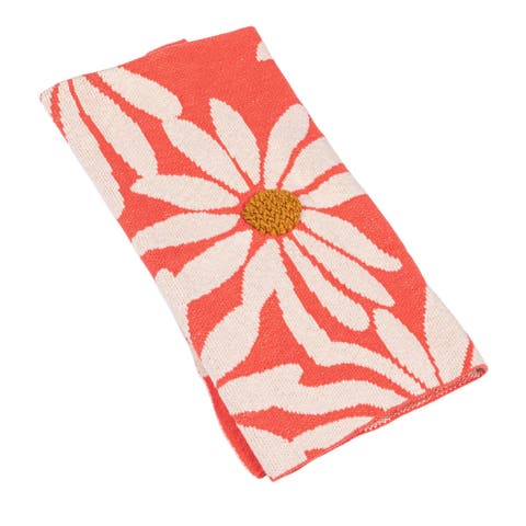 Beautiful Cotton Knit Baby Blanket with Flower Prints, Multicolor
