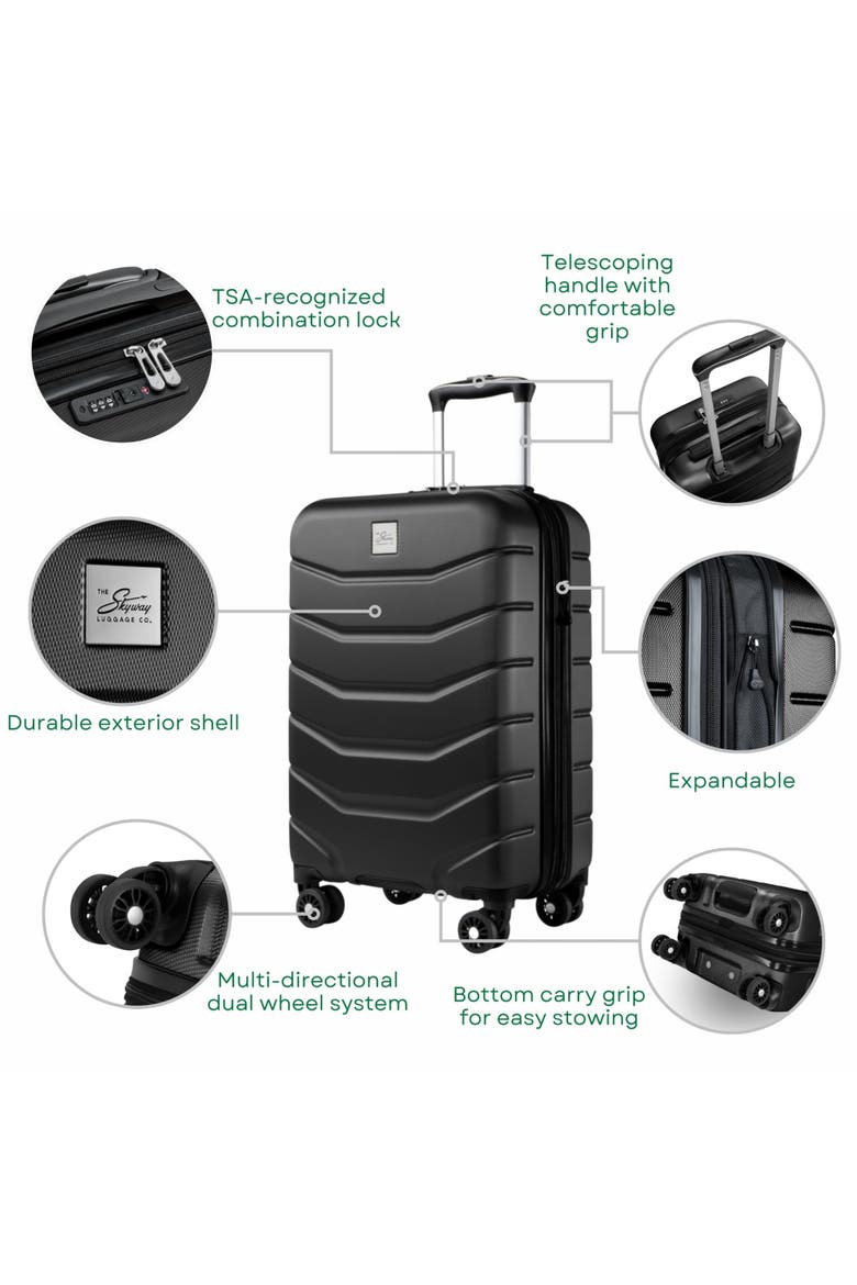 Silverton Hardside Expandable 24" Medium Checked Luggage, Alternate, color, Black