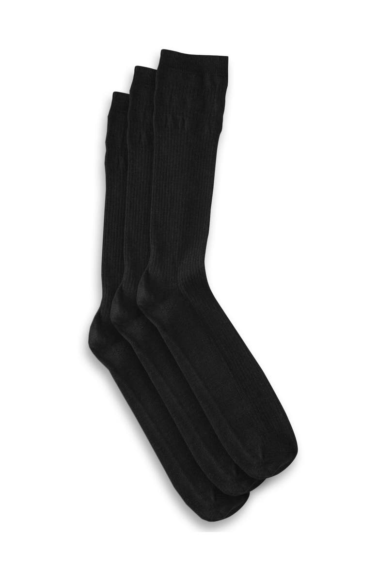 3-pk Non-Elastic Crew Socks, Main, color, BLACK