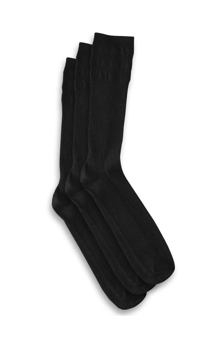 Harbor Bay by DXL 3-pk Non-Elastic Crew Socks, Main, color, Black