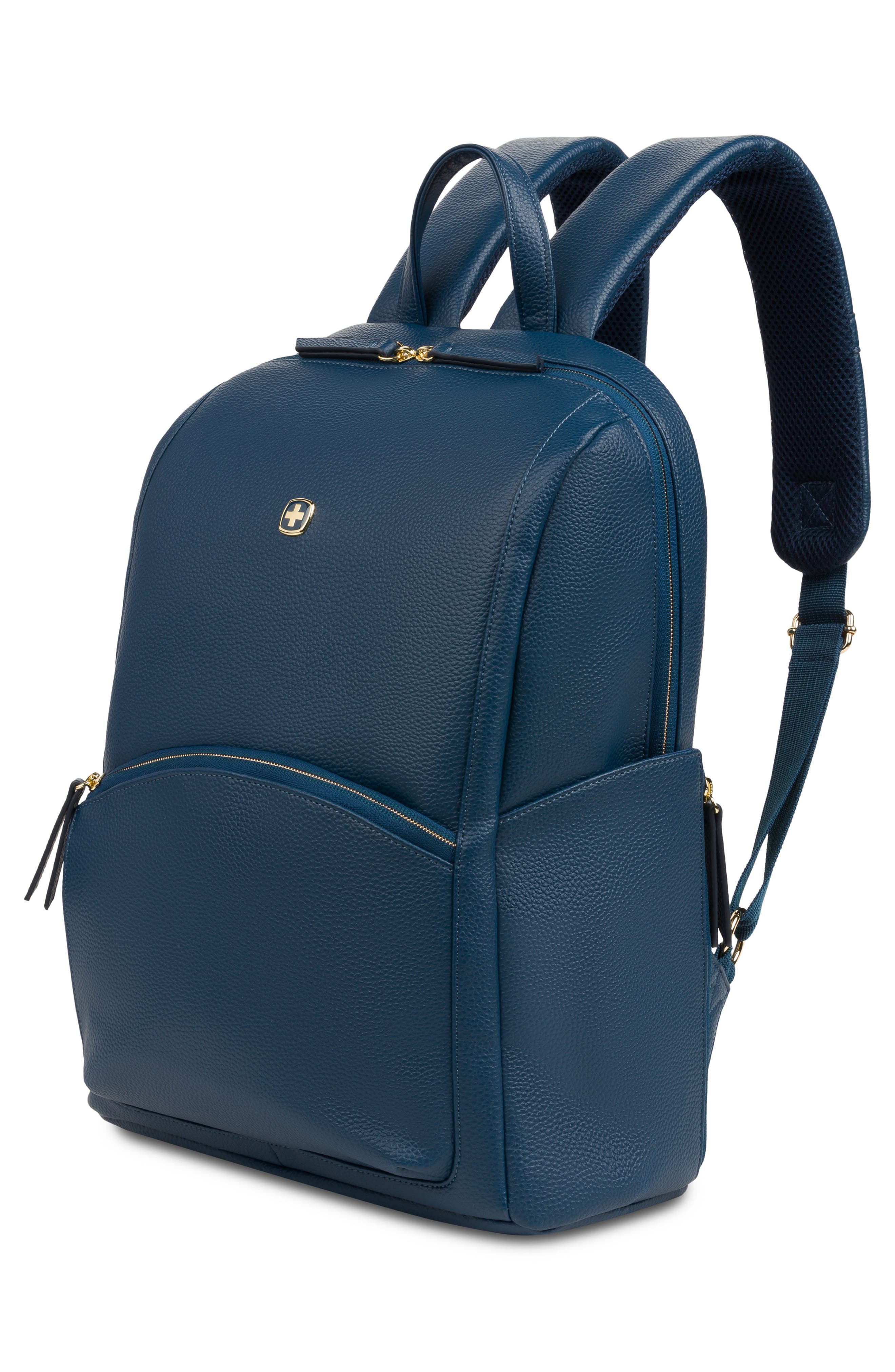 SWISSGEAR 9901 Faux Leather Laptop Backpack, Alternate, color, Navy