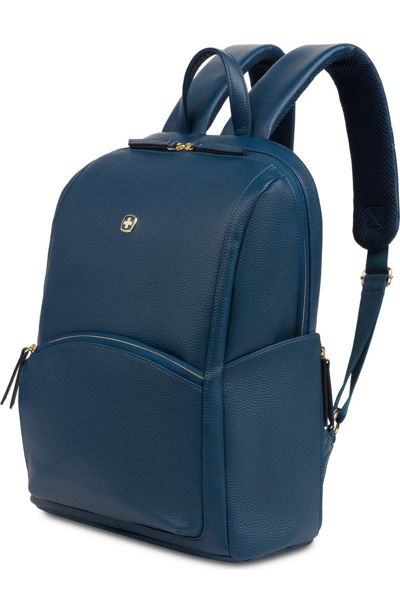 SWISSGEAR 9901 Faux Leather Laptop Backpack, Alternate, color, Navy