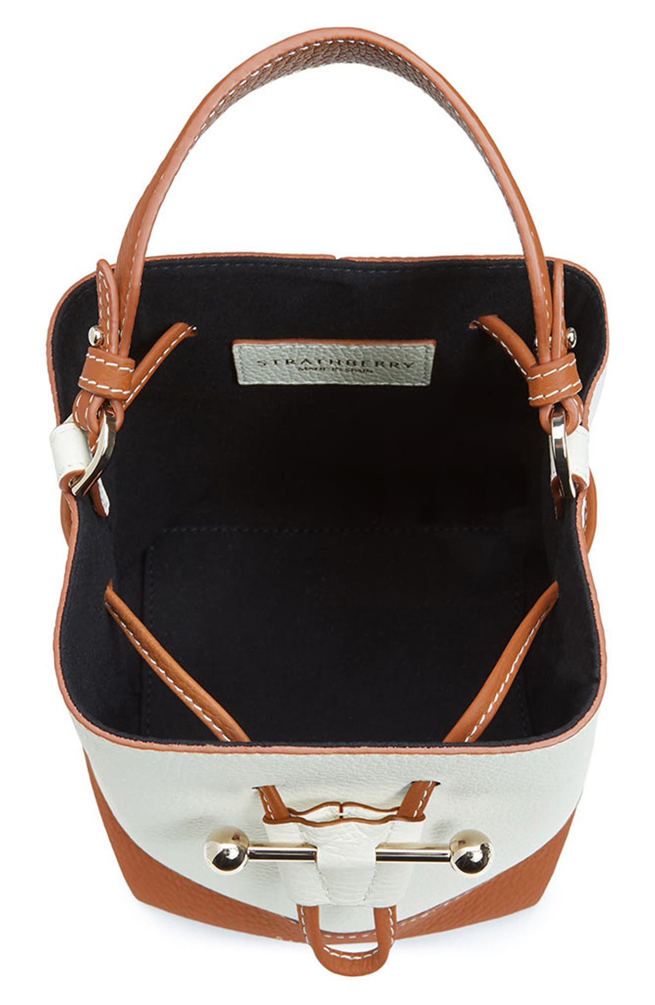 Strathberry Lana Osette Bicolor Leather Crossbody Bucket Bag, Alternate, color, Vanilla/Tan