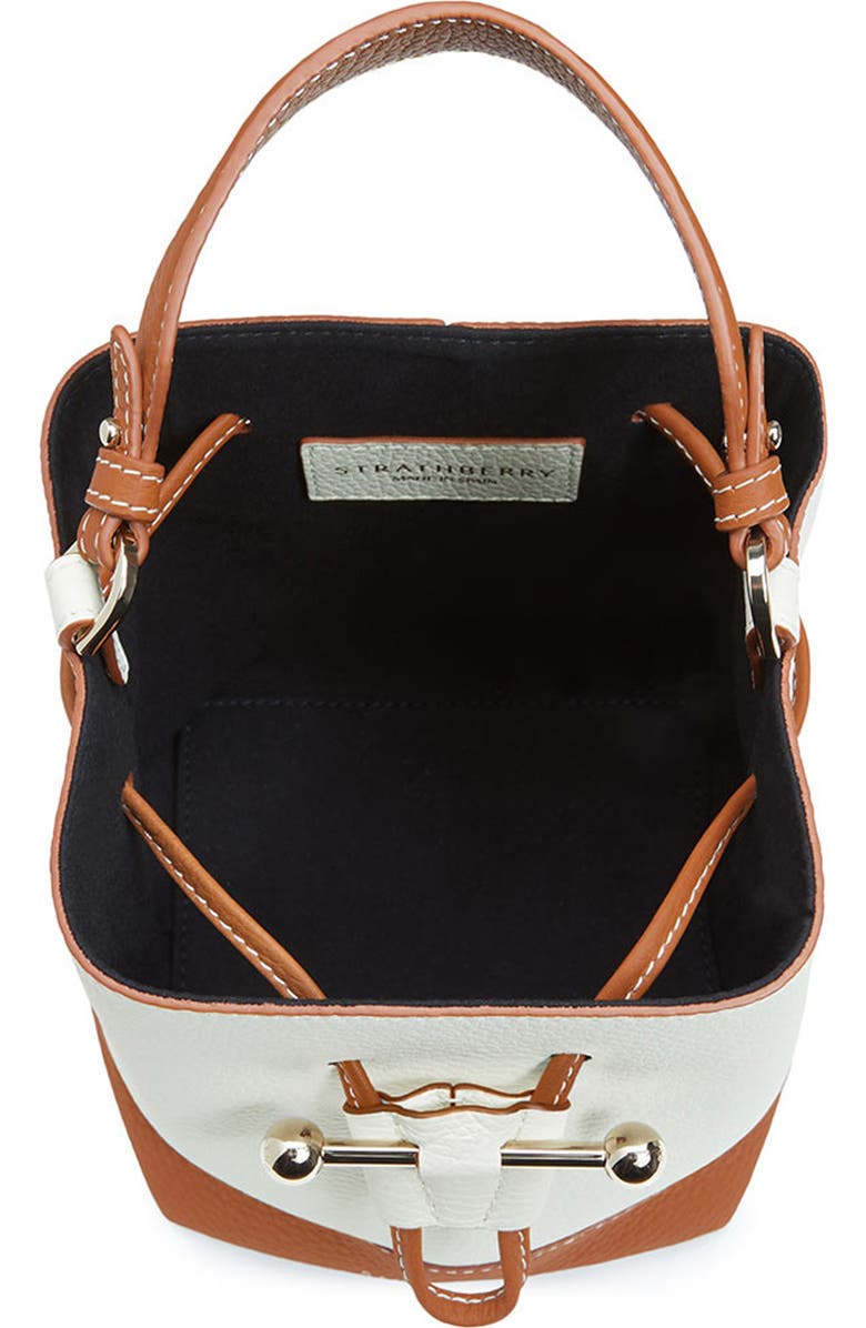 Strathberry Lana Osette Bicolor Leather Crossbody Bucket Bag, Alternate, color, Vanilla/Tan