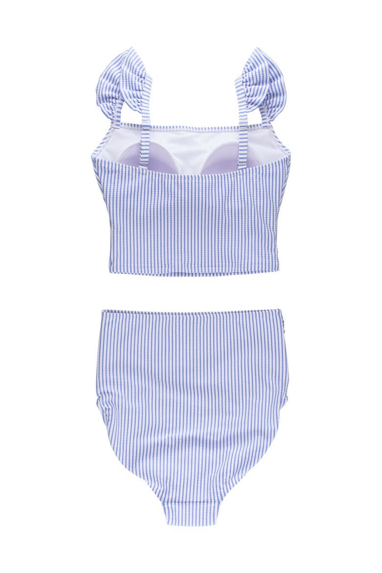 Women's UPF50+ Seersucker Ruffle Two Piece Swimsuit, Alternate, color, Periwinkle Blue Seersucker