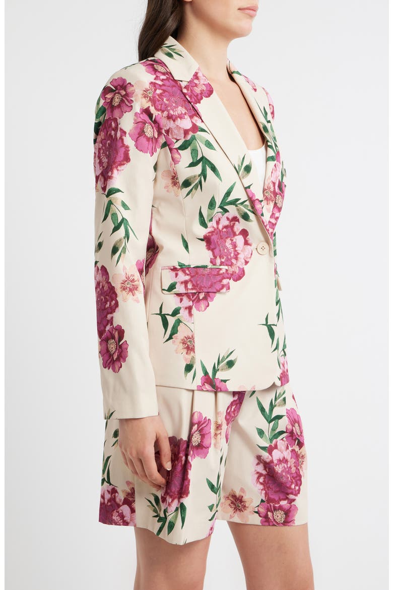 Print One-Button Blazer, Alternate, color, SAND BERRY FLORAL