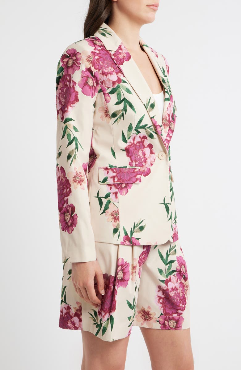 Tahari ASL Print One-Button Blazer, Alternate, color, Sand Berry Floral