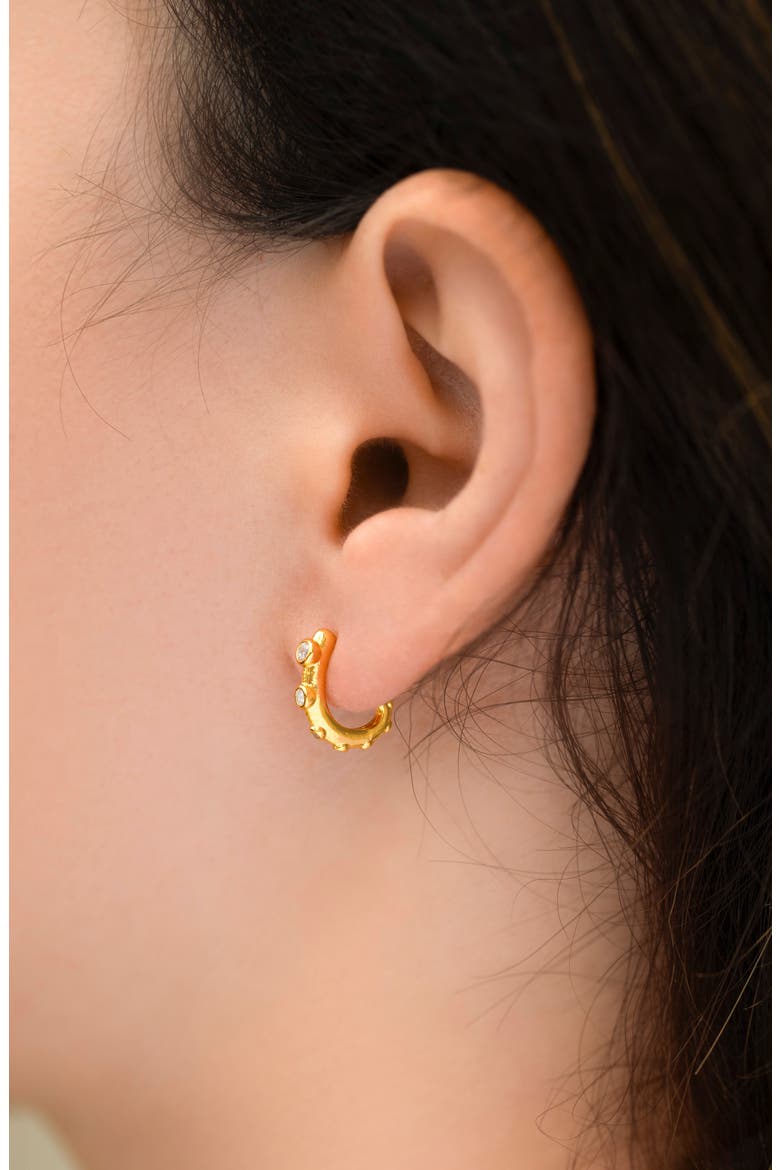 Tentacle Cubic Zirconia Hoop Earrings, Alternate, color, GOLD