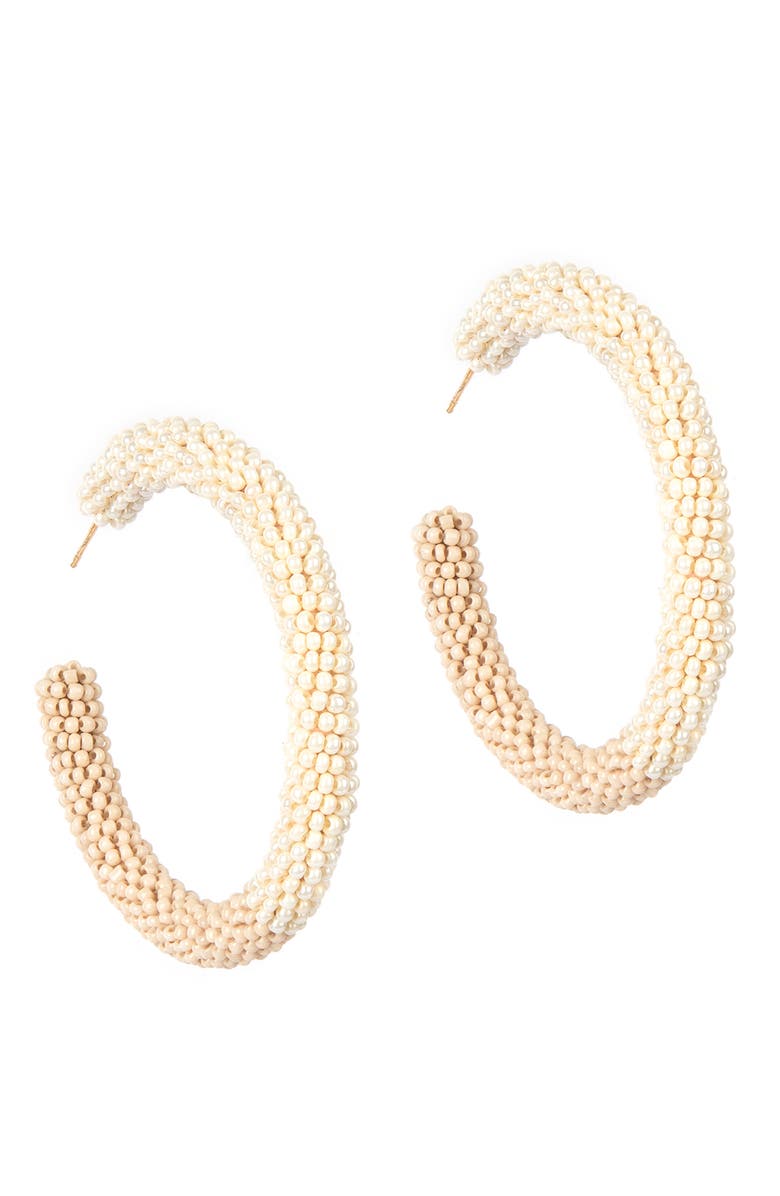 Deepa Gurnani Nixie Two-Tone Bead Hoop Earrings, Main, color, 