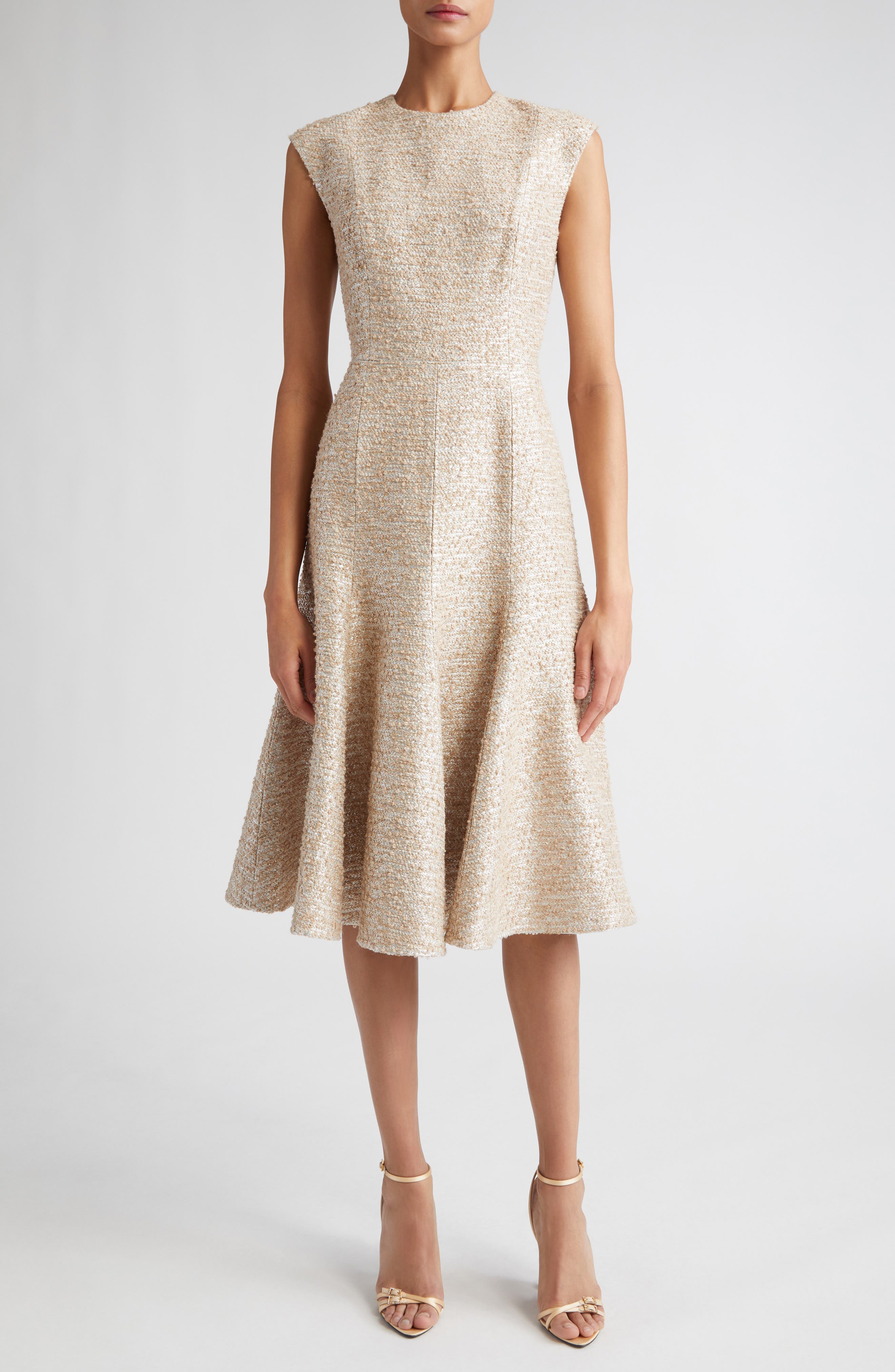 Emilia Wickstead Denver Metallic Tweed A-Line Dress
