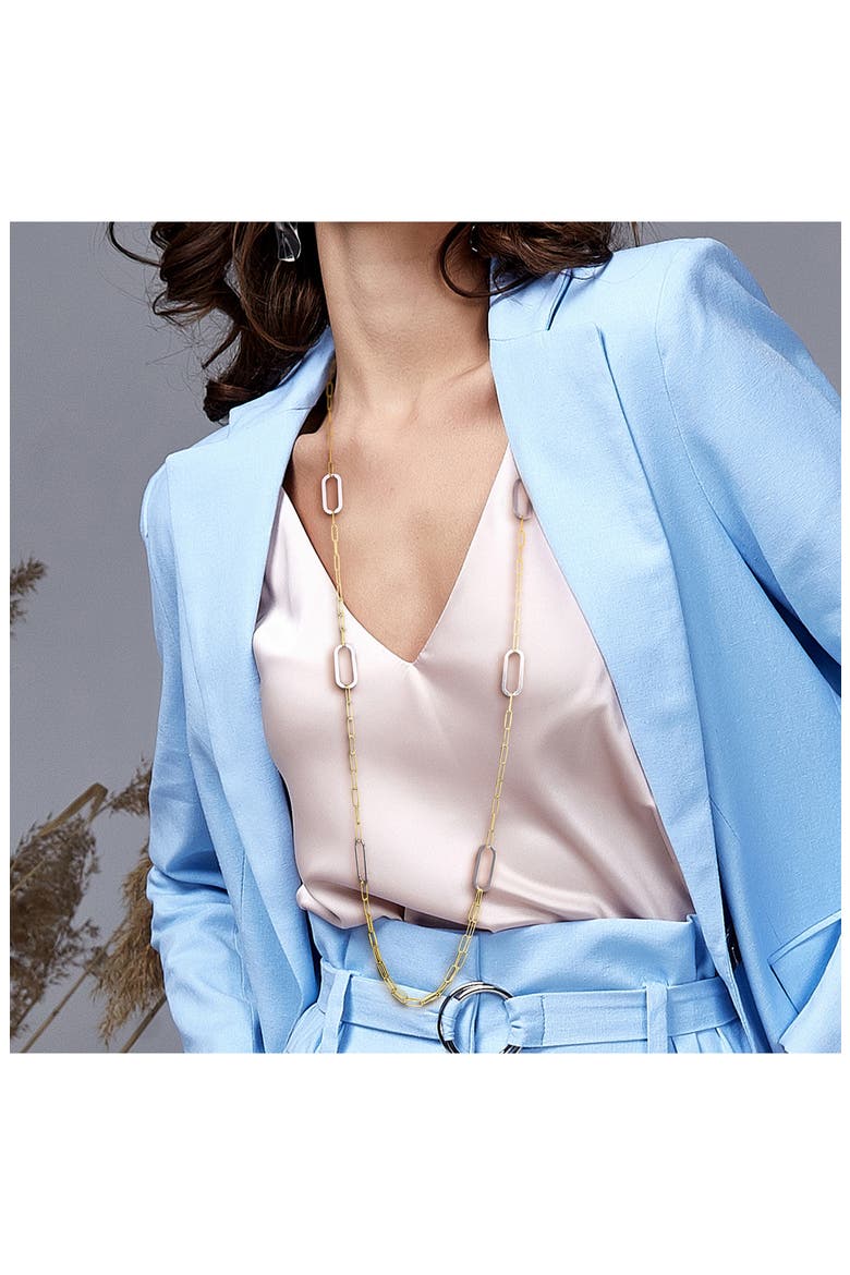 Two-Tone Paperclip Chain Necklace, Alternate, color, GOLD