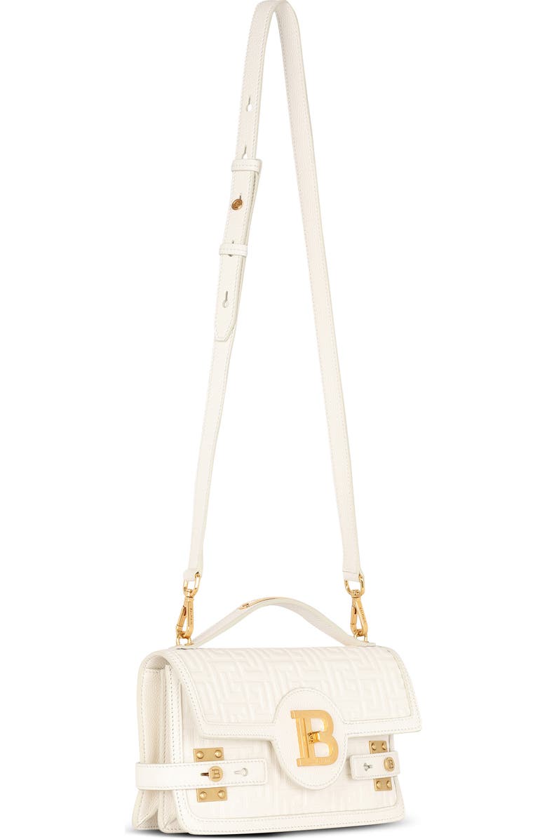 Balmain B-Buzz 24 Monogram Embossed Leather Top Handle Bag, Alternate, color,