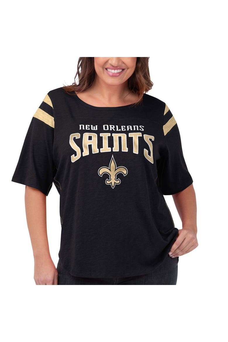 Women's G-III 4Her by Carl Banks Black New Orleans Saints Plus Size Linebacker T-Shirt, Main, color, Black