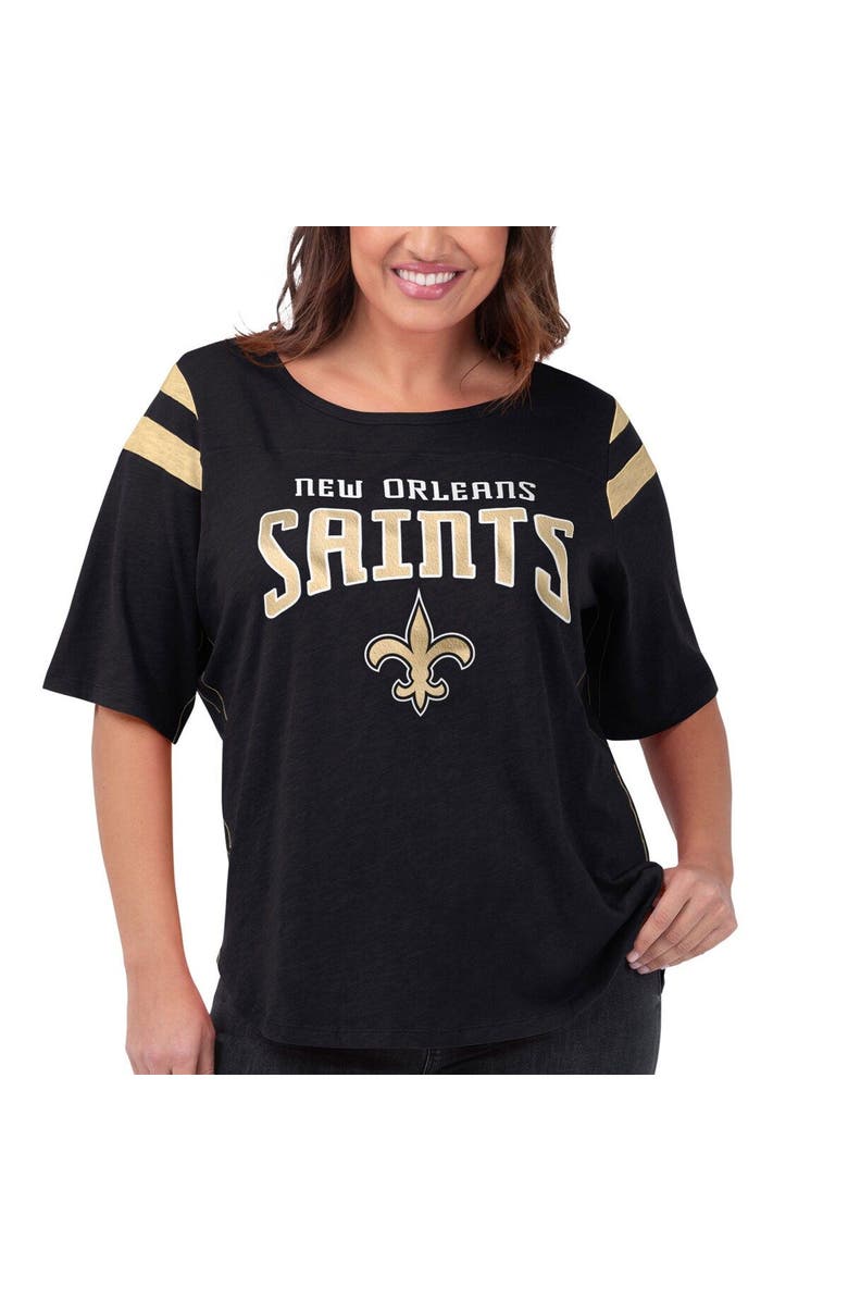 G-III 4HER BY CARL BANKS Women's G-III 4Her by Carl Banks Black New Orleans Saints Plus Size Linebacker T-Shirt, Main, color, Black