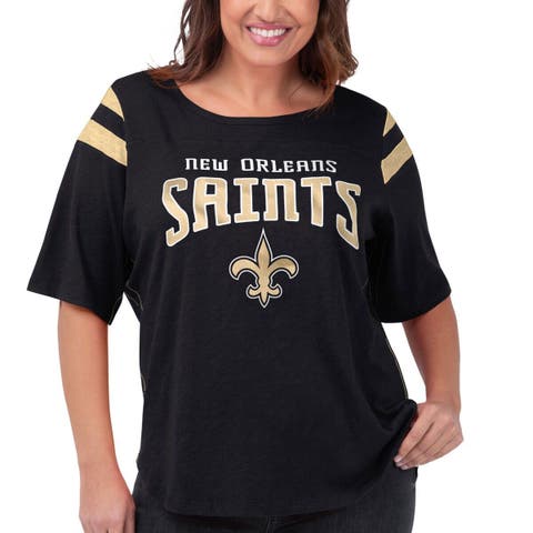 Women's G-III 4Her by Carl Banks Black New Orleans Saints Plus Size Linebacker T-Shirt