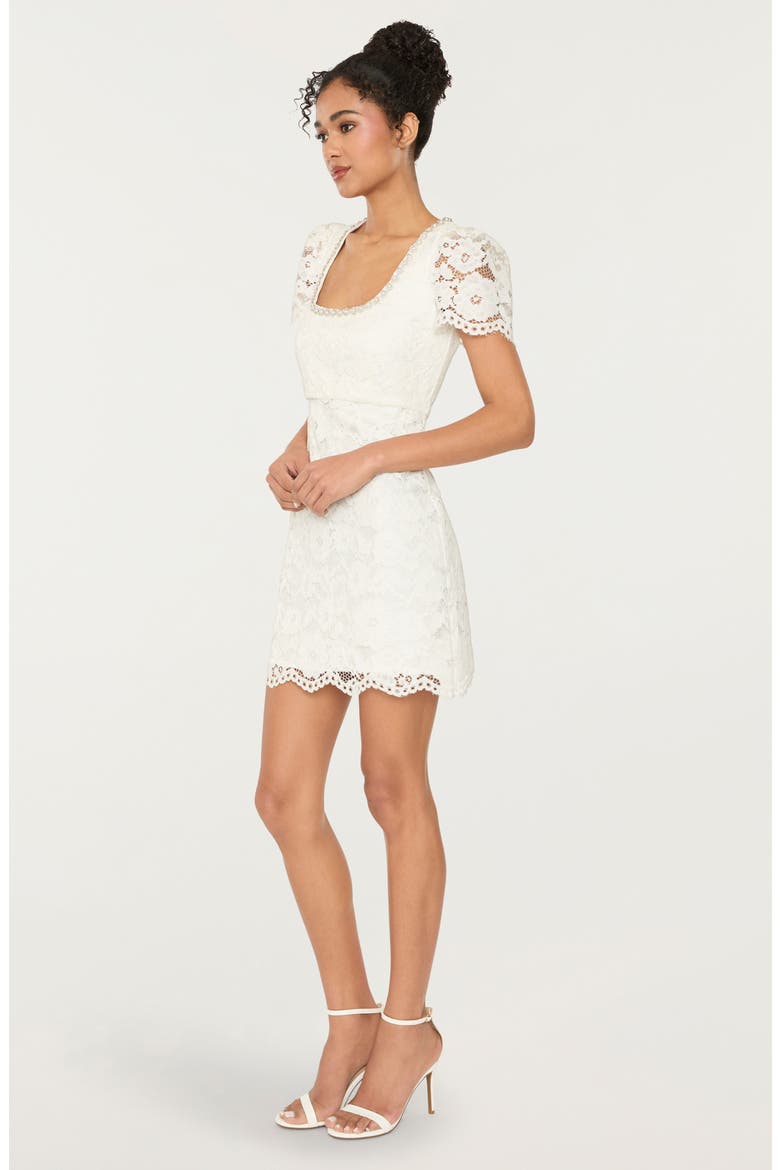 Isa Lace Sheath Minidress, Alternate, color, WHITE