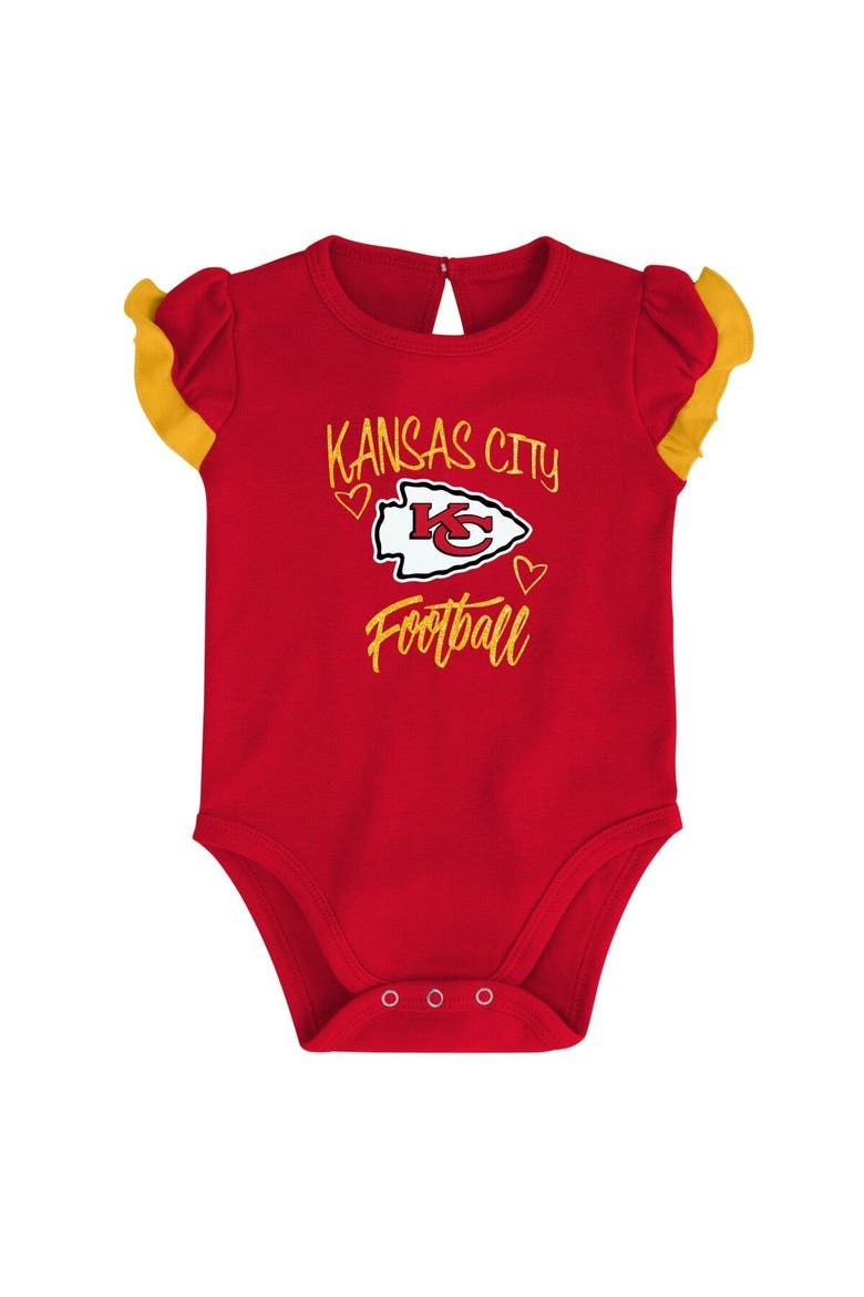 Newborn & Infant Red/Yellow Kansas City Chiefs Too Much Love Two-Piece Bodysuit Set, Alternate, color, Red