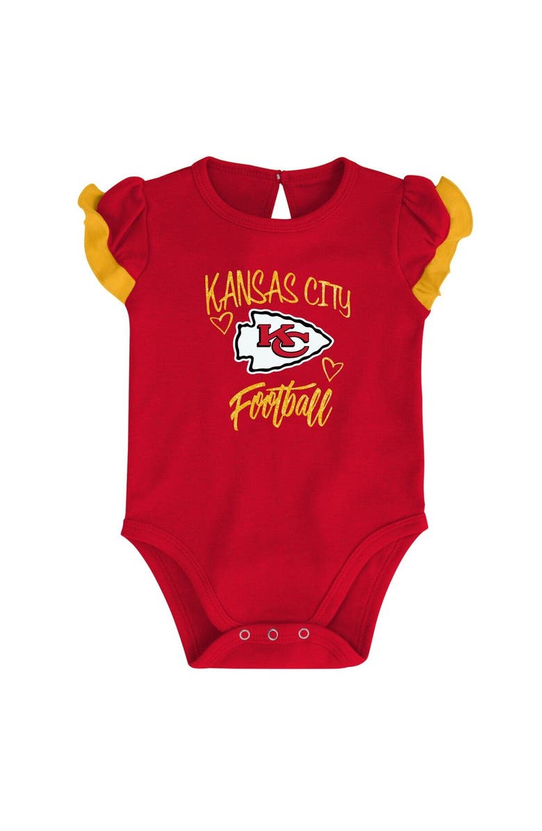 Outerstuff Newborn & Infant Red/Yellow Kansas City Chiefs Too Much Love Two-Piece Bodysuit Set, Alternate, color, 
