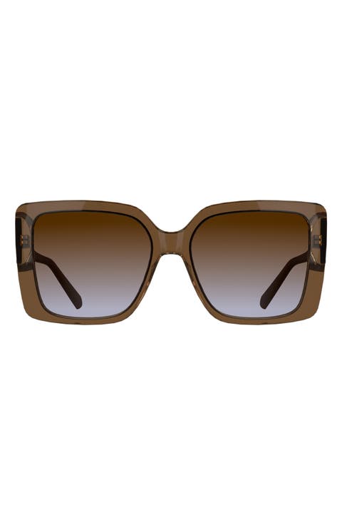 Amber Filigree 56mm Gradient Rectangular Sunglasses