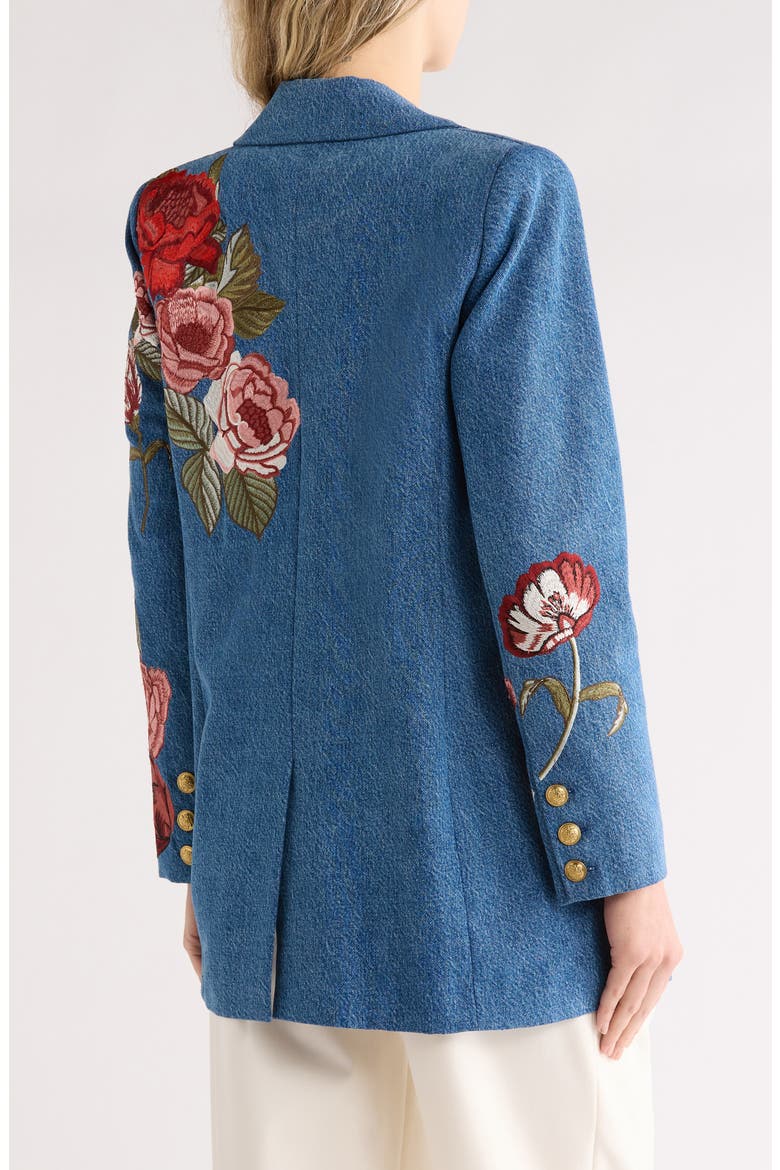 Billie Embroidered Boxy Denim Blazer, Alternate, color, BROOKLYN BLUE/ MULTI