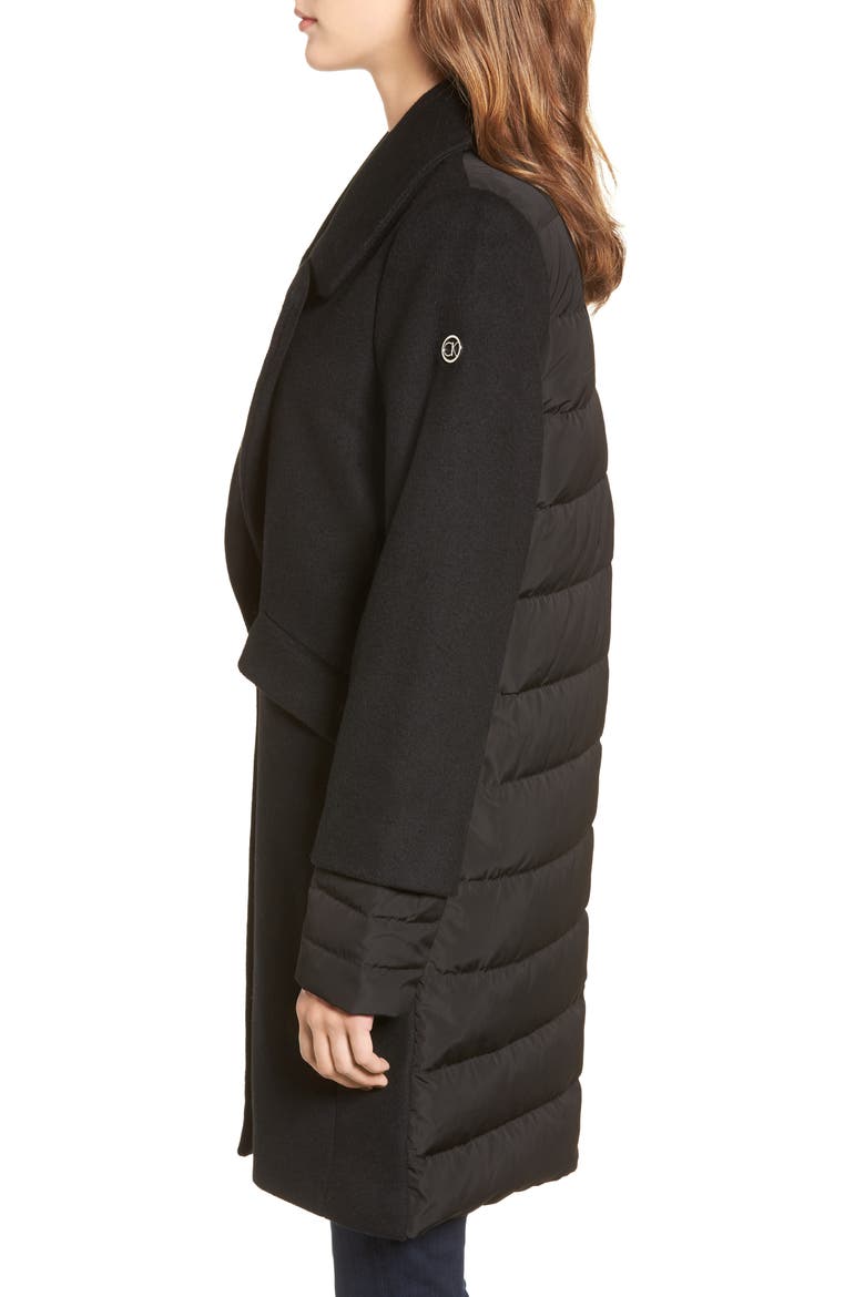 Wool & Down Reefer Coat, Alternate, color, BLACK